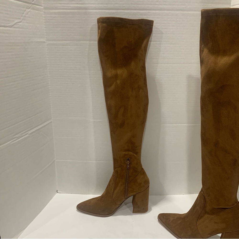 STEVE MADDEN rust/tan suede size 11 over the knee boots suede heel Tava style - Picture 5 of 16